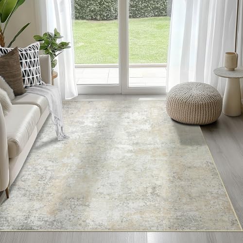 4x6 Area Rugs for Living Room Washable Bedroom Dining Room Beige Grey by Aelenmu