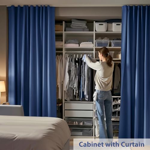 Room Divider Ceiling Mounted Curtains Track Sets Extra Wide Blackout Curtain Flexible Tracks for Bedroom Office Privacy Partition Separator, Navy, W 10 x H 9ft - Image 3
