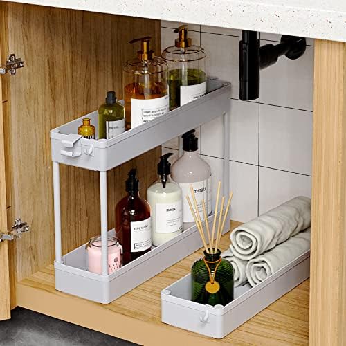 SPACEKEEPER Slim Rolling Storage Cart, 3 Tier Bathroom Cart Organizer, Gray - Image 5