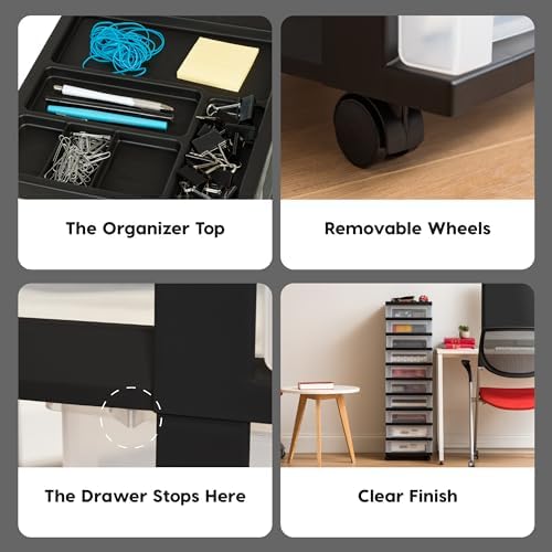 IRIS USA 10-Drawer Rolling Storage Cart, Black/Clear - Image 5