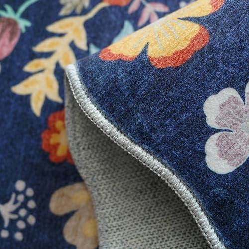 Washable 3x6 Hallway Runner Rug: Low-Pile Floral Scalloped Entryway Runners Non-Slip Stain Resistant Carpet for Kitchen Bathroom Laundry Room Soft Floor Mat for Living Room Bedroom Nursery(3x6/Purple) - Image 4