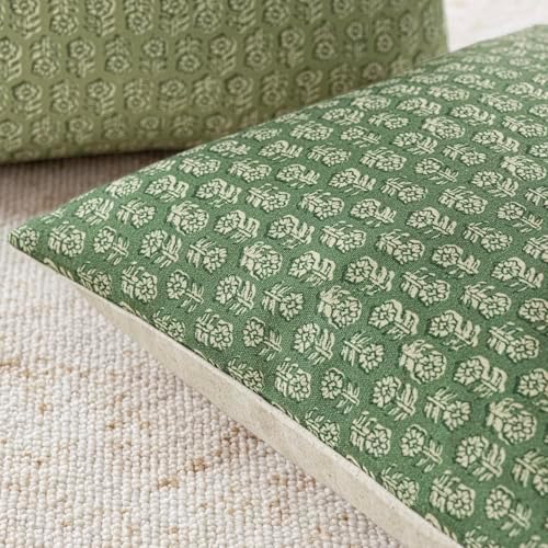 Foindtower Decorative Floral Print Throw Pillow Covers 20×20 Forest Green - Image 3