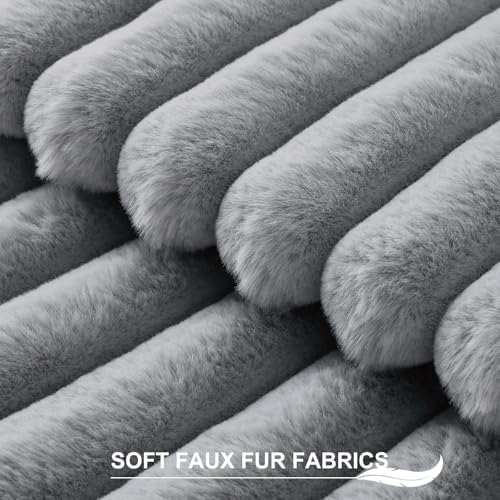 Pallene Faux Fur Decorative Throw Pillow Covers 16x16 Set of 2, Grey - Image 2