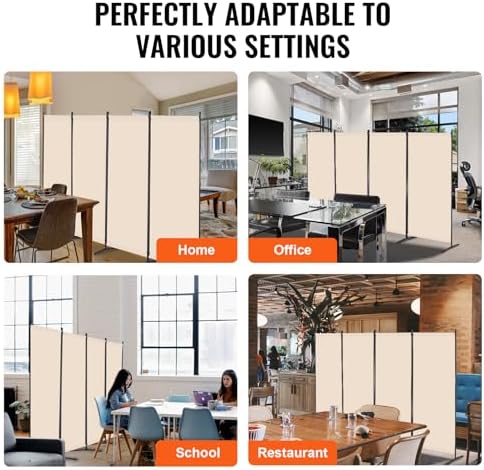 VEVOR Room Divider, 4 Panel Room Divider, Folding Privacy Screen and Portable Partition Divider for Room Separation, Freestanding Room Partitions for Office, Bedroom, Study, Beige - Image 6
