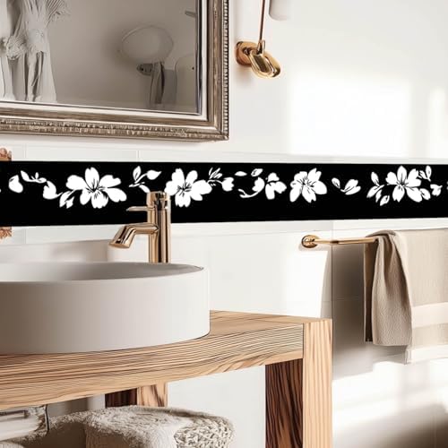 IVN Wallpaper Border Peel and Stick Wall White Cherry Blossom 4x196 Inch - Image 6