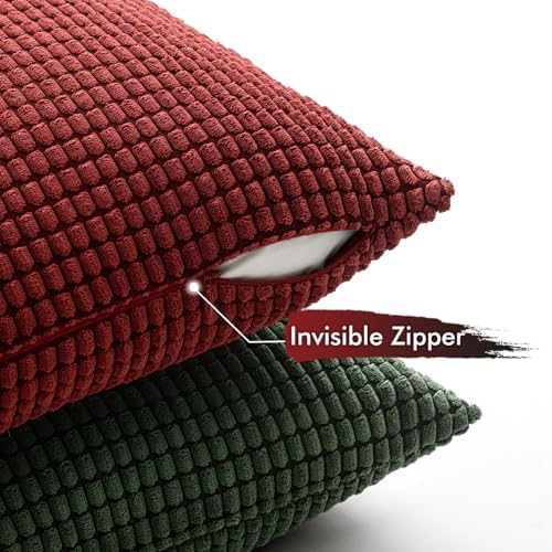 MIULEE Throw Pillow Covers 18x18 Inch Set of 4 Christmas Red and Green - Image 5