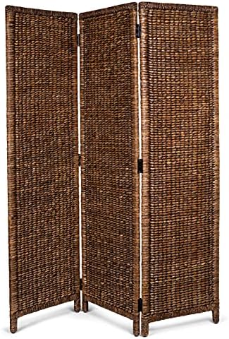 BIRDROCK HOME 3 Panel Seagrass Room Divider - Brown Wash - Folding Sections - Partition Screen - Hand Woven Abaca - Home Decor by BIRDROCKHOME