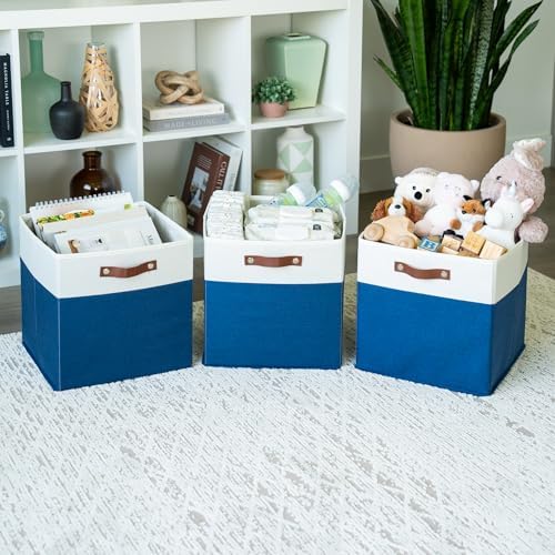 OrganiHaus 13x13 Cube Storage Bins, Set of 4 - Fabric Storage Cubes - Image 4
