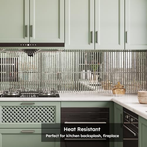 Diflart Peel and Stick Mirror Backsplash Tile, Beveled Mirror Tile for Kitchen Bathroom Bar Accent Wall (Antique, 11.8 x 11.8 Inch) - Image 4