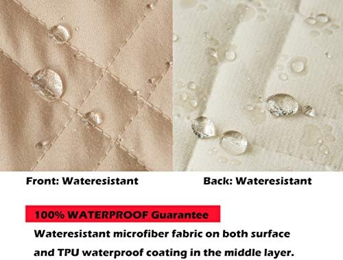 Ameritex Couch Sofa Slipcover 100% Waterproof Nonslip Quilted Furniture Protector for Dogs, Children, Pets, Machine Washable (Beige, 68") - Image 3