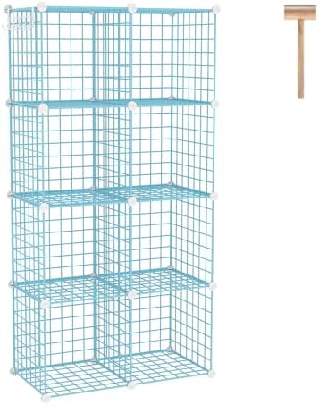 C&AHOME Wire Cube Storage, 8 - Cube Organizer Metal C Grids Units, Blue by CAHOME