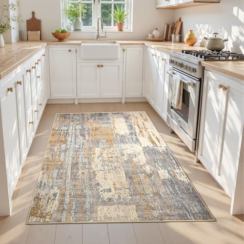 Toneed 4x6 Washable Non Slip Abstract Area Rugs for Bedroom Living Room - Image 2