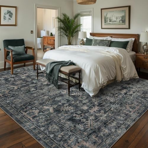 Rugxara Blue 8x10 Area Rugs for Living Room Bedroom Large Washable Rug - Image 4