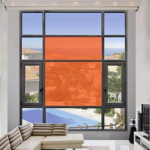 SUMAGITIN Transparent Decorative Window Film Anti UV Colorful Adhesive Vinyl Heat Insulation Solar Window Tinting Sheets Glass Film for Christmas Home Decoration, 17.7Inch x 16.5Feet, Orange - Image 3