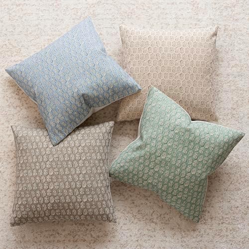 Foindtower Decorative Floral Print Throw Pillow Covers 18×18 Powder Blue - Image 5