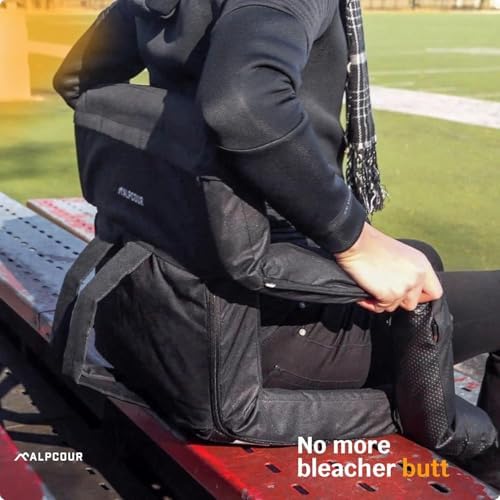 Alpcour Heated Reclining Stadium Seat for Bleachers – Wide Bleacher Chair with Back Support and Cushion, Armrests, Side Pockets, & Hook – Stadium Seats Chairs for Camping, Kayak, Paddle Board & More - Image 2