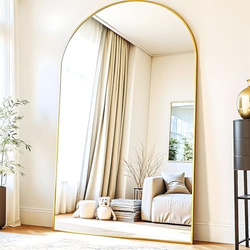 KOMCOTE Full Length Floor Mirror, 91x46 Inch Oversized Arched Standing Mirror in Gold for Bedroom, Living Room, Dressing Room - Elegant Freestanding Leaning Mirror Decor - Image 3