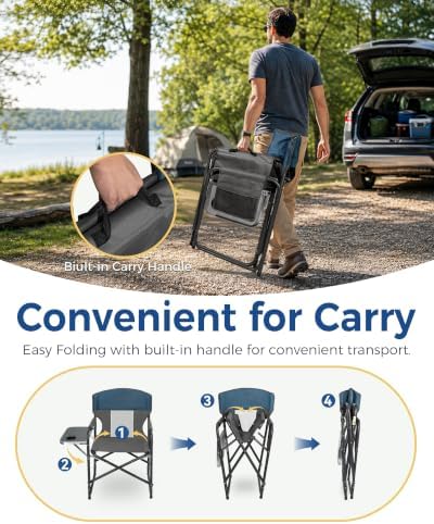 Oversized Director Camping Chair 2-Pack with Side Table, Blue - Image 6