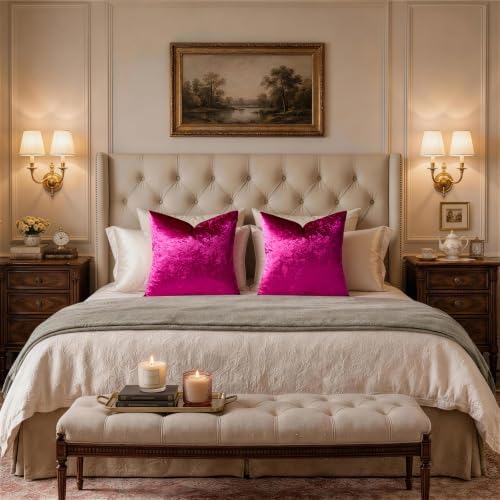 GIGIZAZA Crushed Hot Pink Velvet Throw Pillow Covers 20x20 Pack of 2 - Image 5