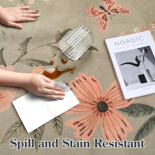 Lahome Floral Washable Rug, 3x5 Rug Soft Bedroom Rugs for Entryway Dorm - Image 6