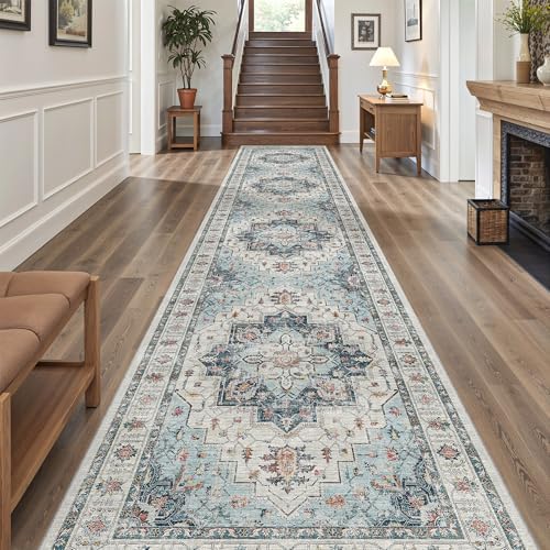 Madane Hallway Runner Rug 3x14 Washable Kitchen Runners Long, Blue by Madane