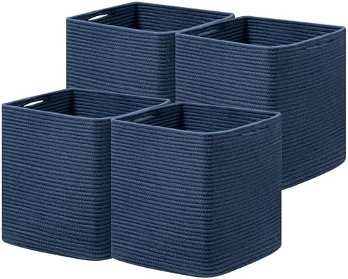joybest 11inch Cube Storage Bins, Cotton Rope Woven Organizer Basket by joybest