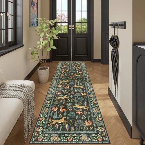 DUKINO 2x12 Washable Runner Rug, Non Slip Animal Rug for Kitchen, Black - Image 4