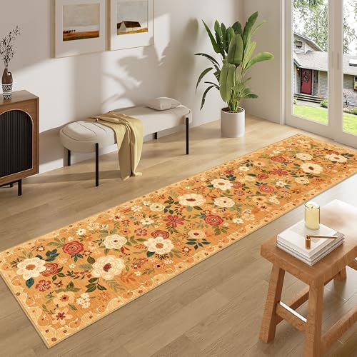 DUKINO 2x8 Runner Rug, Washable Runner Rug for Kitchen Non Slip, Orange - Image 3