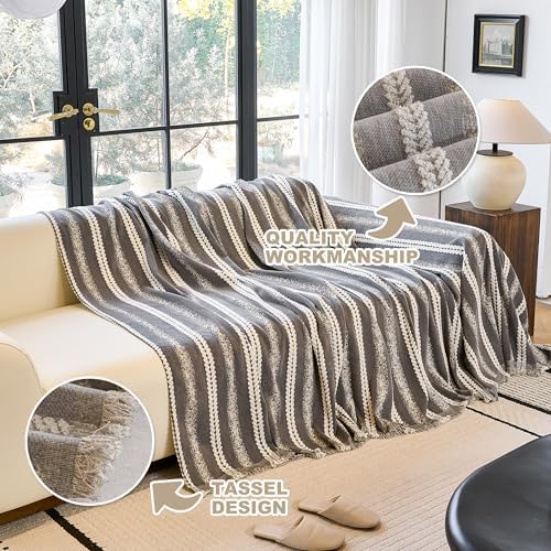 Couch Cover for Dogs Washable Sofa Cover, Sectional Couch Covers, Sofa Covers for 2 Cushion Couch, Non Slip Stripe Sofa Slipcovers Furniture Protector (Dark Gray, 75 * 118) - Image 6