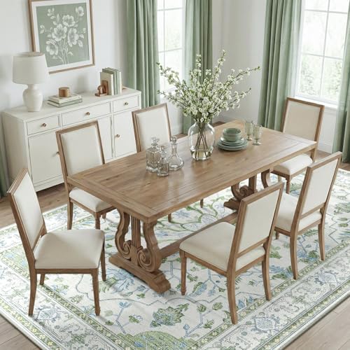 RELEANY Washable Area Rug, 8'x10', Green/White/Blue - Image 3
