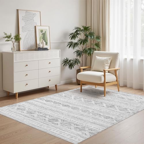Nakagishi Boho 4x6 Area Rug Living Room Rugs Machine Washable Dark Gray - Image 2