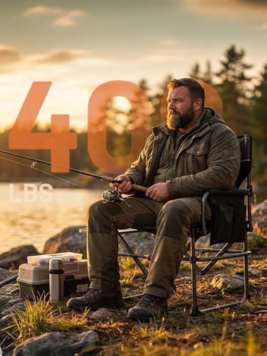 TIMBER RIDGE 400lbs Heavy Duty Camping Chair Portable Directors Chair - Image 2