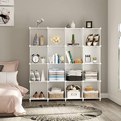 AWTATOS Cube Storage Organizer, 16 Cube Closet Organizer, White - Image 2