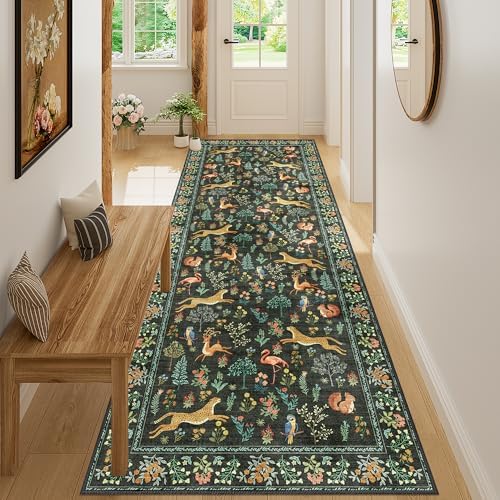 DUKINO 3x8 Runner Rug, Animal Washable Runner Rug for Kitchen, Black by DUKINO