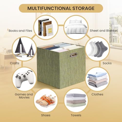Posprica Storage Cubes, 13 x 13 x 13 Inches Fabric Bins with Double Handles - Image 6