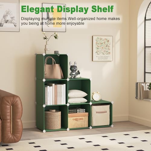 C&AHOME 6-Cube Storage Organizer Cube Shelf Closet Storage Bookcase, Green - Image 3