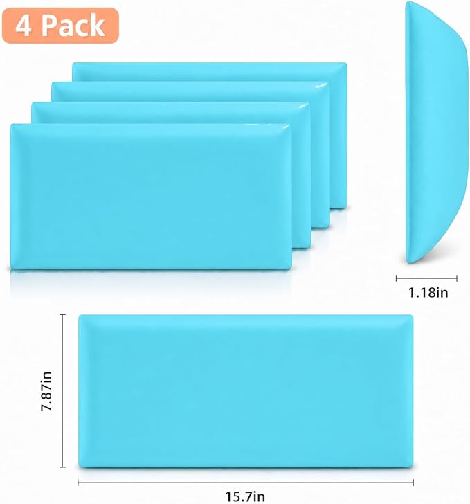 Anti Collision Wall Padding for Kids, Upholstered 3D Wall Panels | 4 Packs 7.8'' x 15.7'' Peel and Stick Headboard, Self Adhesive Wall Pads for Kids, Bedroom, Living Room, Blue - Image 3