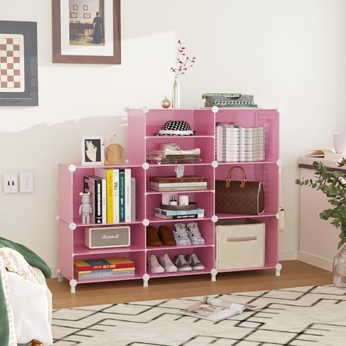 AWTATOS Closet Organizer 8 Cube Storage Shelves, Pink - Image 4