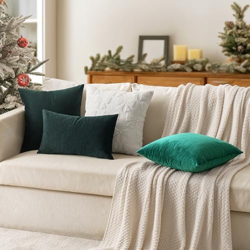 MIULEE Velvet Throw Pillow Covers 18x18 Inch Pack of 2 Army Green - Image 5