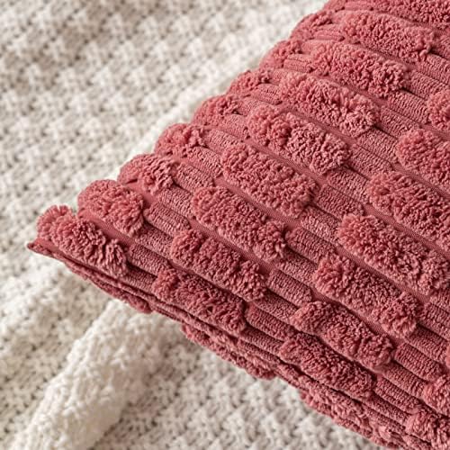 MIULEE Corduroy Decorative Throw Pillow Covers 20x20 Crimson Pack of 2 - Image 5