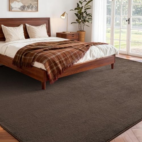 6x9 Large Pure Brown Area Rug Non-Slip Washable for Living Room Bedroom - Image 2