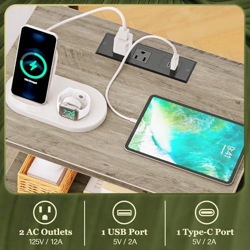 SUPERJARE Nightstand with Charging Station, USB-C Port, Bedside Table - Image 4