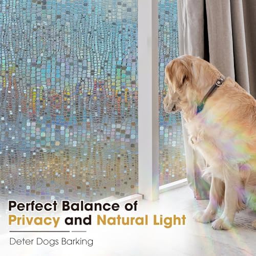 Stained Glass Window Privacy Film,3D Rainbow Static Cling,Brown 35.4x157.5 - Image 3