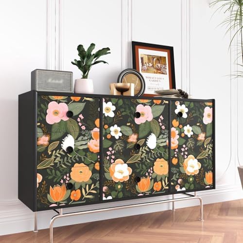 Danodoi Dark Green Vintage Floral Peel and Stick Wallpaper 17.5" x 393" | Waterproof Vinyl Self Adhesive Removable Renter Friendly Floral Contact Paper - Image 3