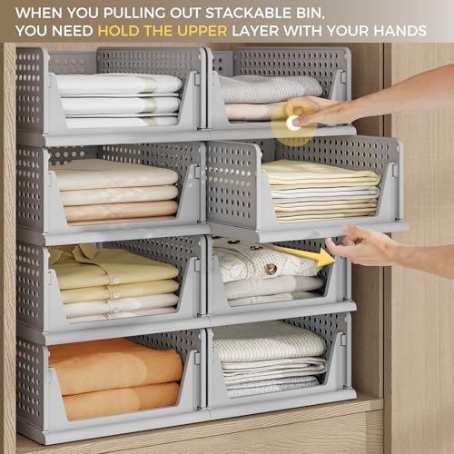 Pinkpum 8 Pack Closet Organizer Storage Bins Stackable Plastic Drawer Shelf - Image 3
