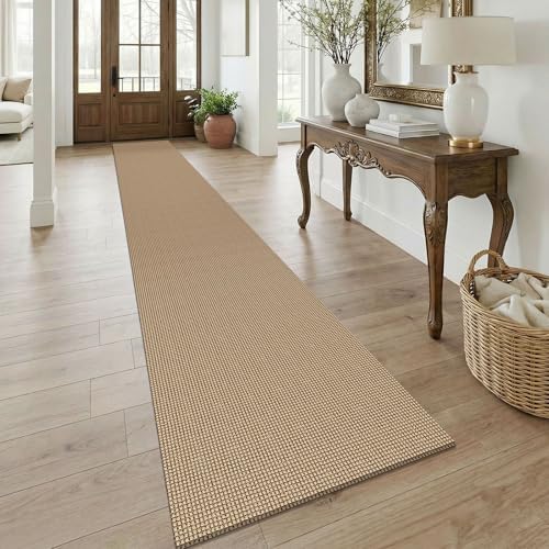 KOZYFLY Boho 2.5'x18' Runners Rugs for Hallway, Extra Long Washable Runner Rug, Woven Non Slip Kitchen Runner, Cotton Entryway Rug, Floor Carpet for Entry, Aisle, Hall, Orange Beige/Tan/Brown by KOZYFLY