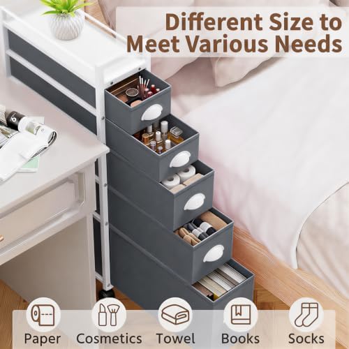LASZOLA Narrow Cabinet Slim Storage Cart for Bathroom Small Space, Gray - Image 5