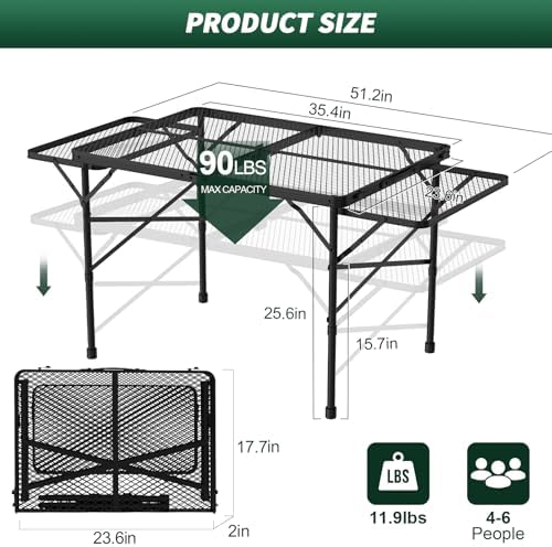 WildFinder Folding Table with 2 Wing Panels, 3x2 FT Foldable Camping Table - Image 3