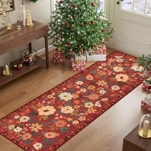 DUKINO 2x6 Runner Rug for Hallway, Washable Kitchen Rugs Non Slip, Red - Image 6