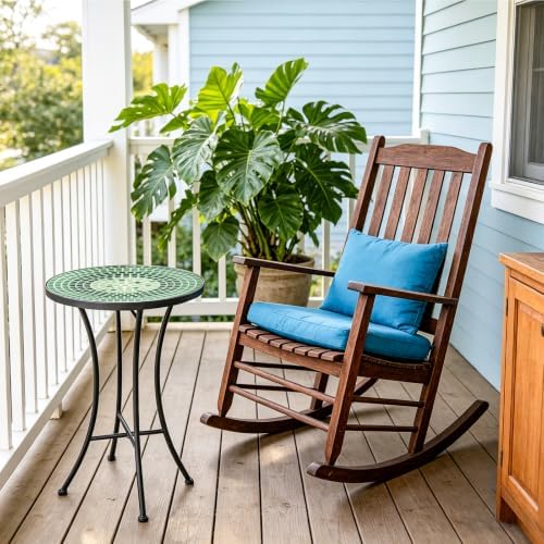 MUMTOP 14" Mosaic Outdoor Side Table, Small Round Patio Accent Table,Green - Image 6